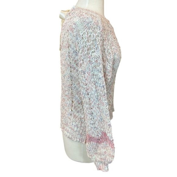 Lauren Conrad Open Knit Sweater With Back Ribbon Tie Multicolored Ladies Medium - Picture 4 of 10